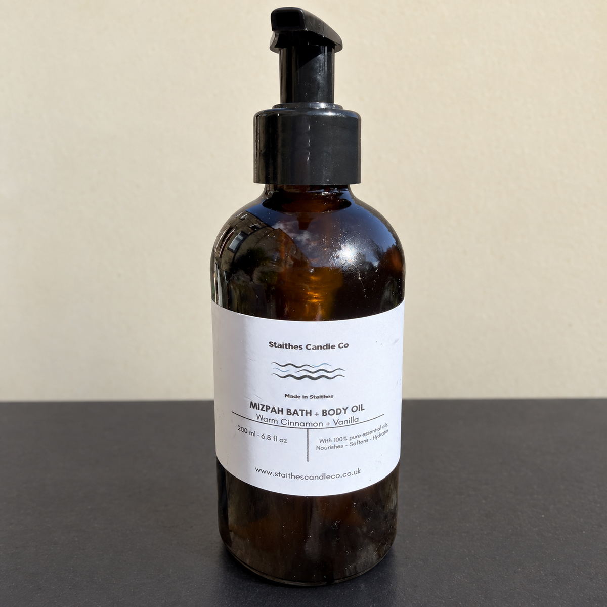 Mizpah Bath, Shower & Body Oil – Warm Cinnamon & Vanilla 200ml