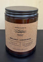 bergamot & lemongrass amber glass candle jar with black lid