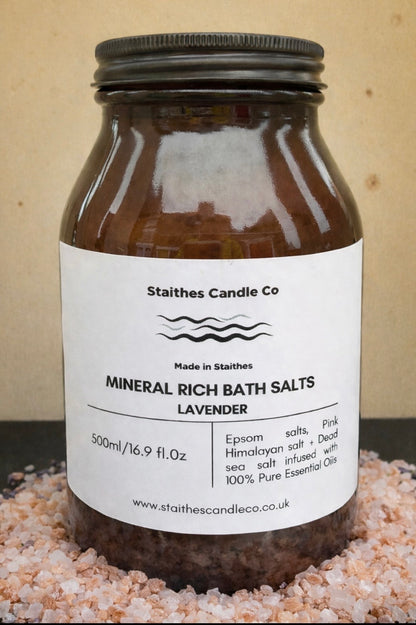 Lavender Essential Oil Bath Salts – Epsom, Himalayan & Dead Sea, 500ml