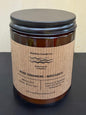 rose geranium & bergamot glass amber jar brown label with black lid
