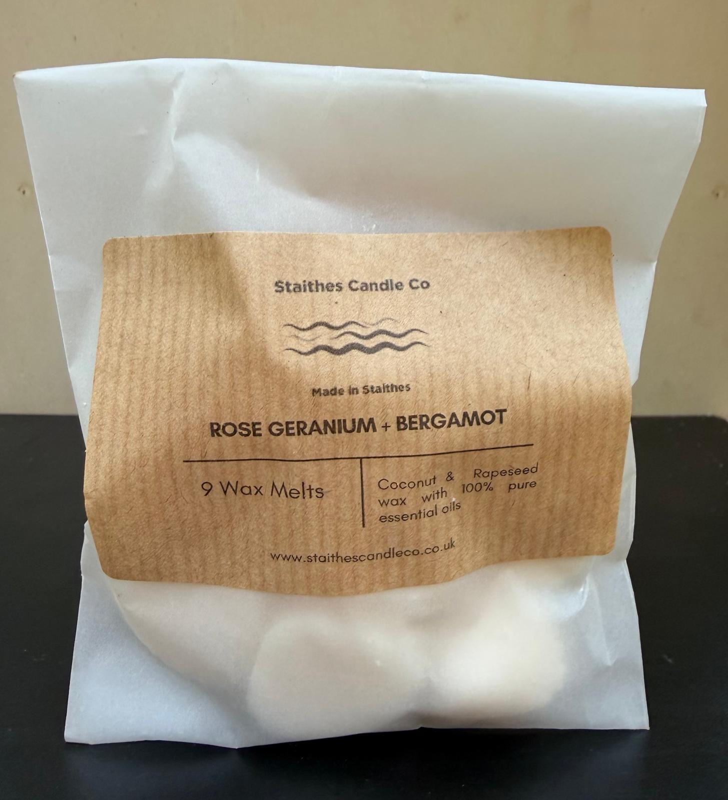 aromatherapy wax melts with rose geranium & bergamot 