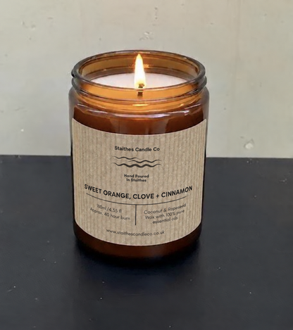 Sweet Orange, Clove & Cinnamon essential oil candle by Staithes Candle Co, 